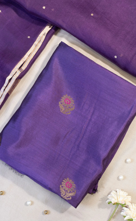 Silk Suit Set With Minakari Kardwa Buta