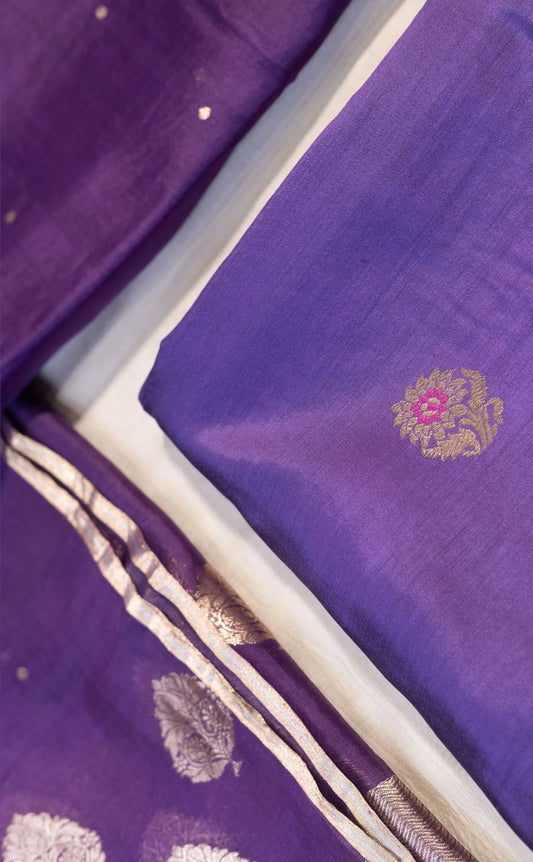 Silk Suit Set With Minakari Kardwa Buta