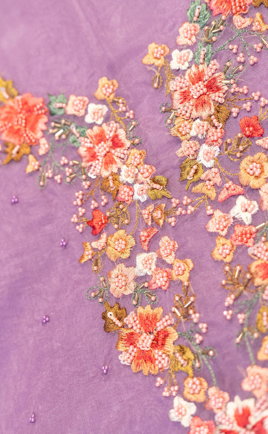 Hand-Embroidered Organza Suit Set