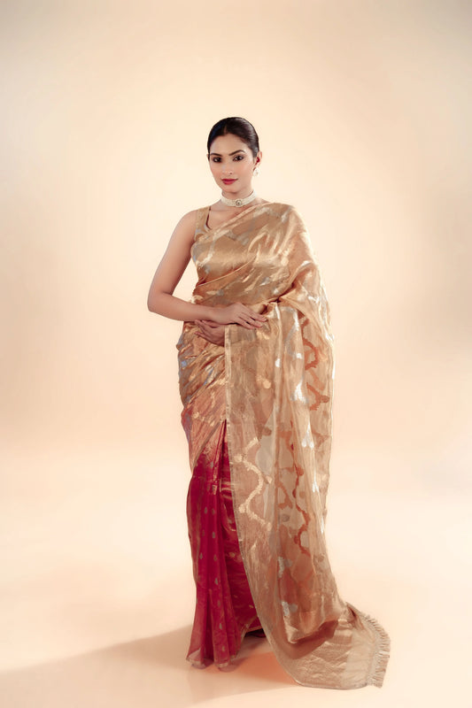 Pure Tissue Zari Saree With Blouse
