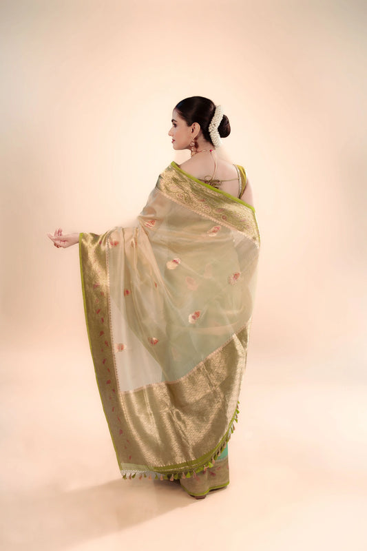 Pure Kora Banarasi Ombre Saree With Blouse