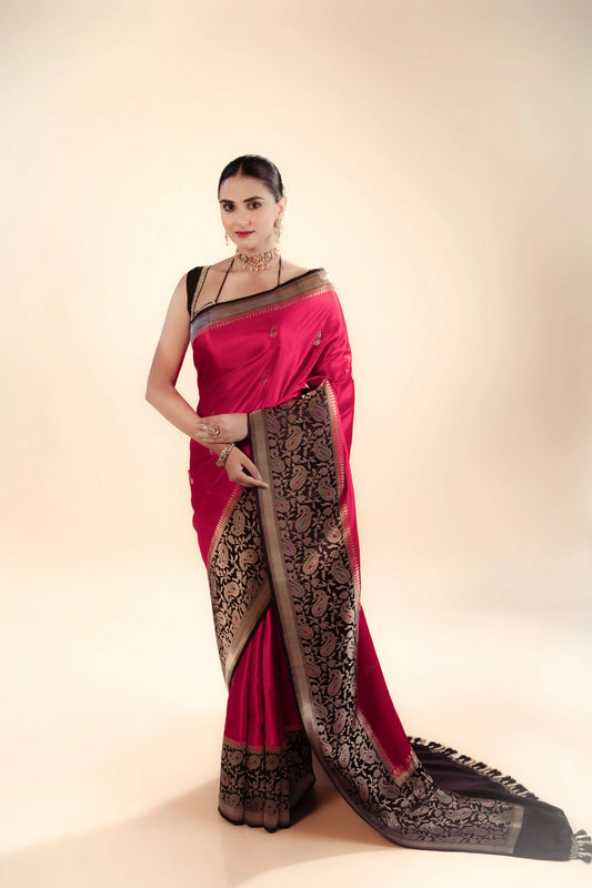 Pure Mashru Silk Minakari Saree With Blouse
