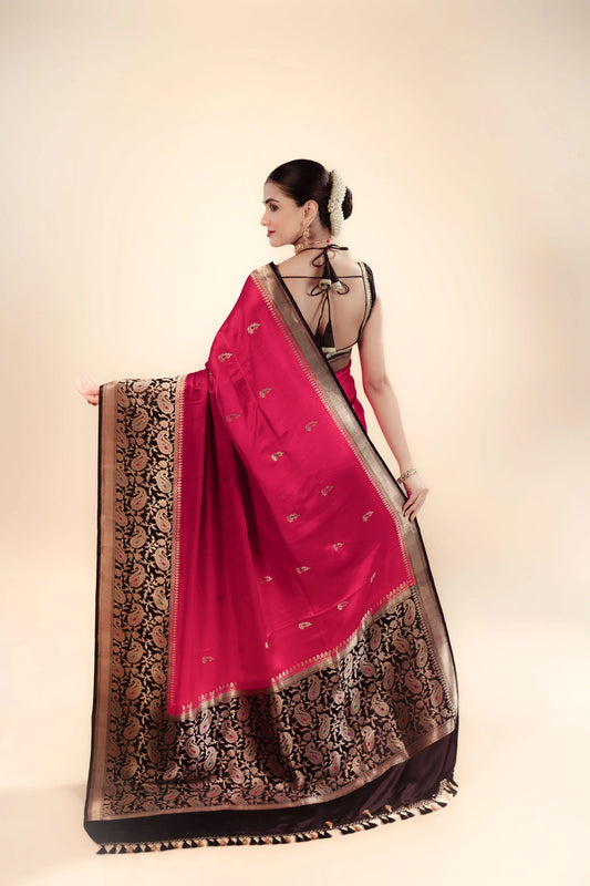 Pure Mashru Silk Minakari Saree With Blouse