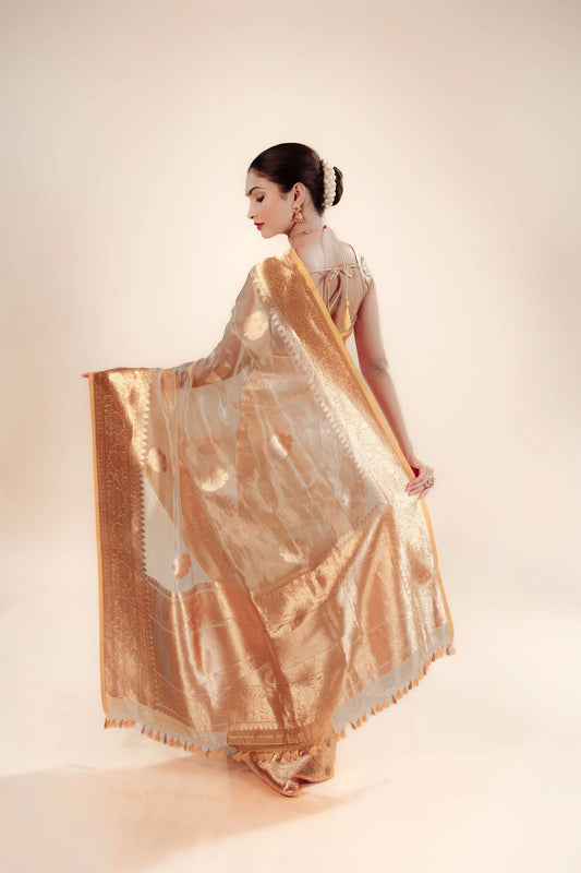 Pure Tissue Zari Saree With Blouse