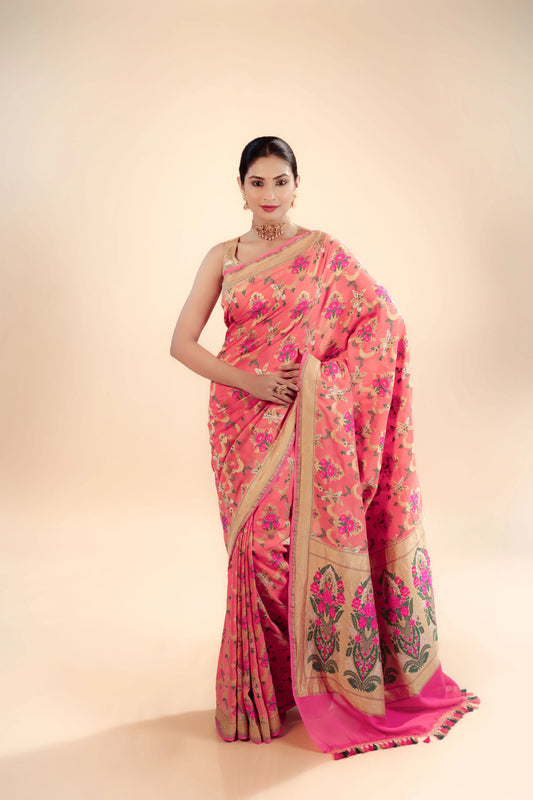 Pure Georgette Kimkhab Saree With Blouse