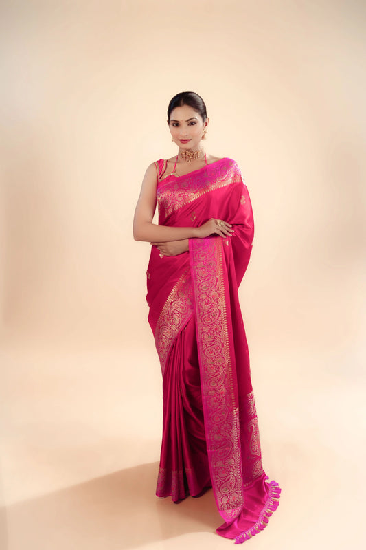 Pure Kora Banarasi Saree With Blouse
