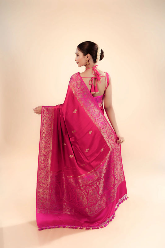 Pure Kora Banarasi Saree With Blouse