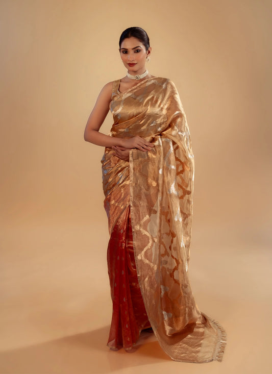 Pure Tissue Zari Saree With Blouse