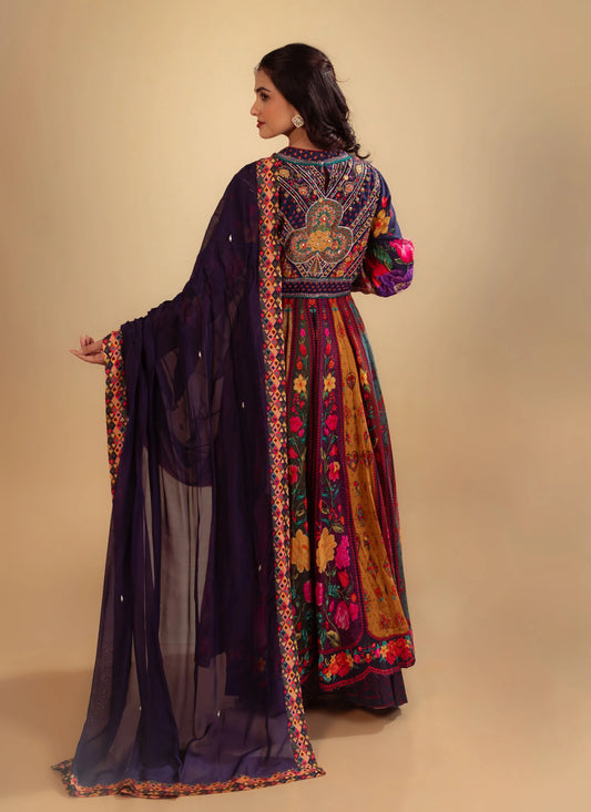 Hand Embroidery Printed Anarkali Set
