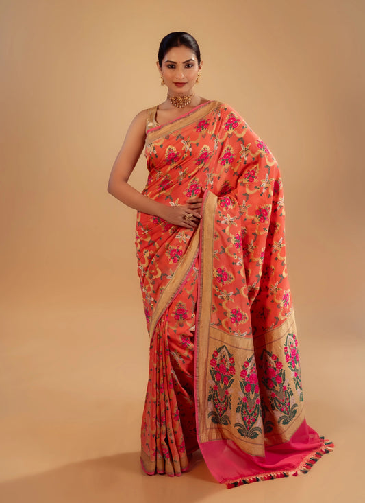 Pure Georgette Kimkhab Saree With Blouse