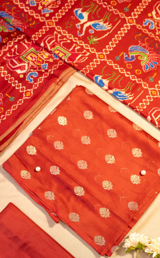 Banaras Cotton Silk Gatchola Suit Set