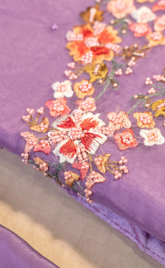 Hand-Embroidered Organza Suit Set