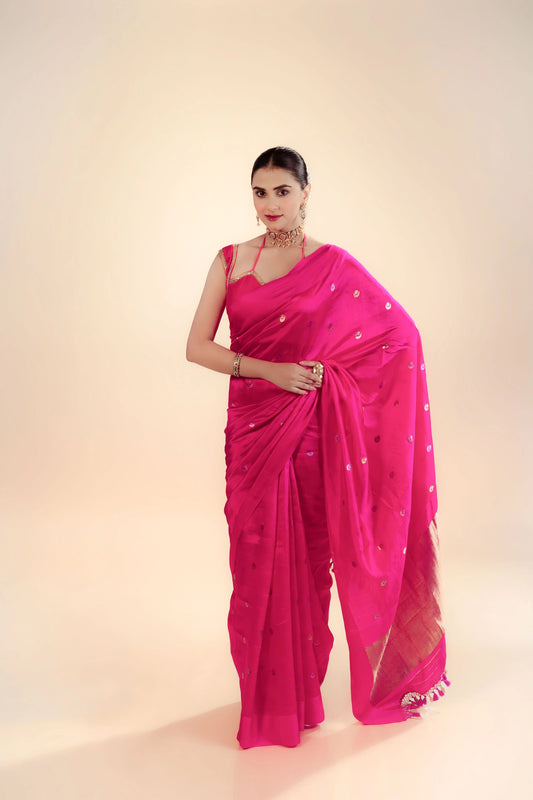 Pure Katan Silk Saree With Blouse