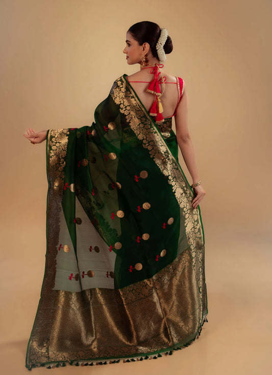 Pure Kora Banarasi Saree With Blouse