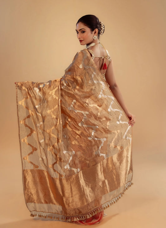 Pure Tissue Zari Saree With Blouse