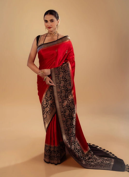 Pure Mashru Silk Minakari Saree With Blouse