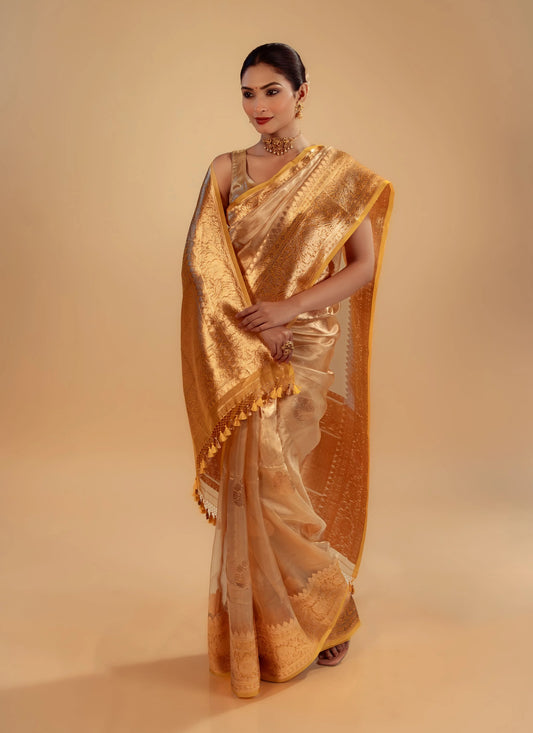 Pure Tissue Zari Saree With Blouse
