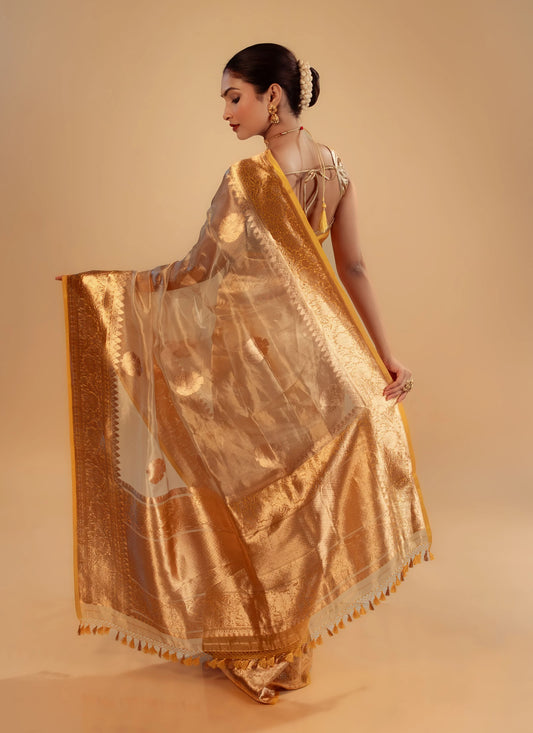 Pure Tissue Zari Saree With Blouse