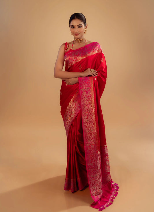 Pure Mashru Silk Saree With Blouse