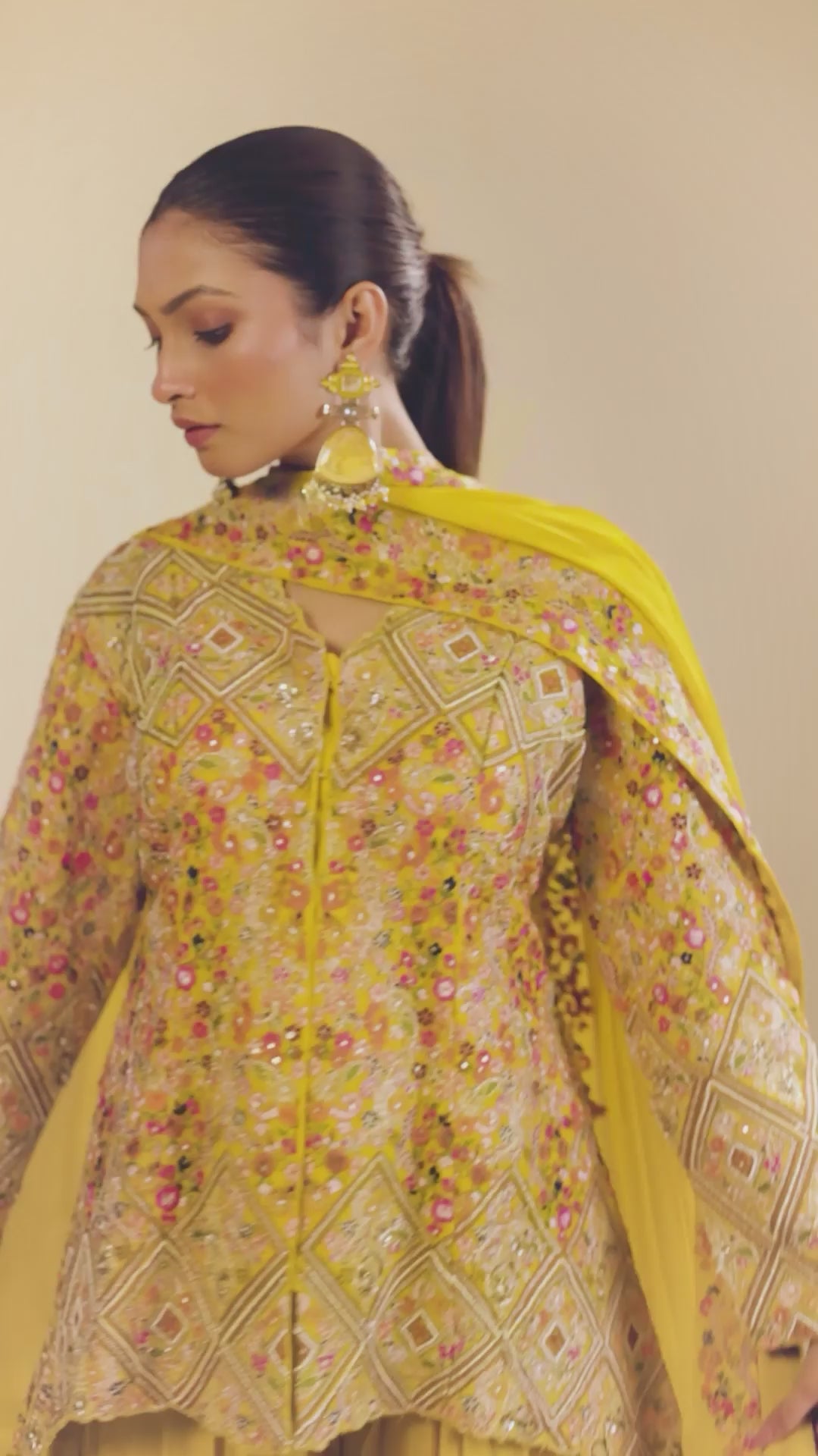 Heavy Embroidered Yellow Jacket With Sharara