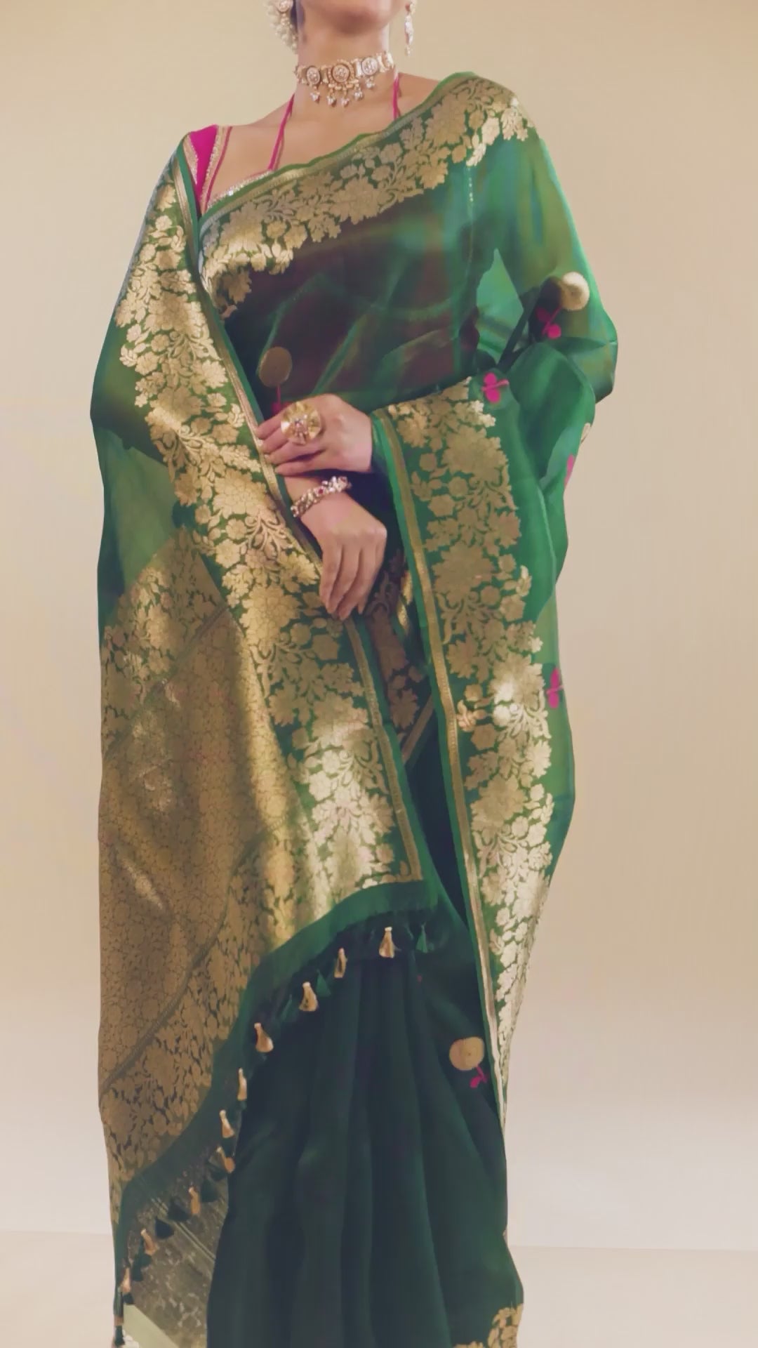 Pure Kora Banarasi Saree With Blouse